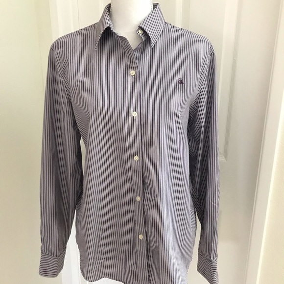 Lauren Ralph Lauren Tops - Lauren Ralph Lauren Women’s Striped Oxford Sz Lg